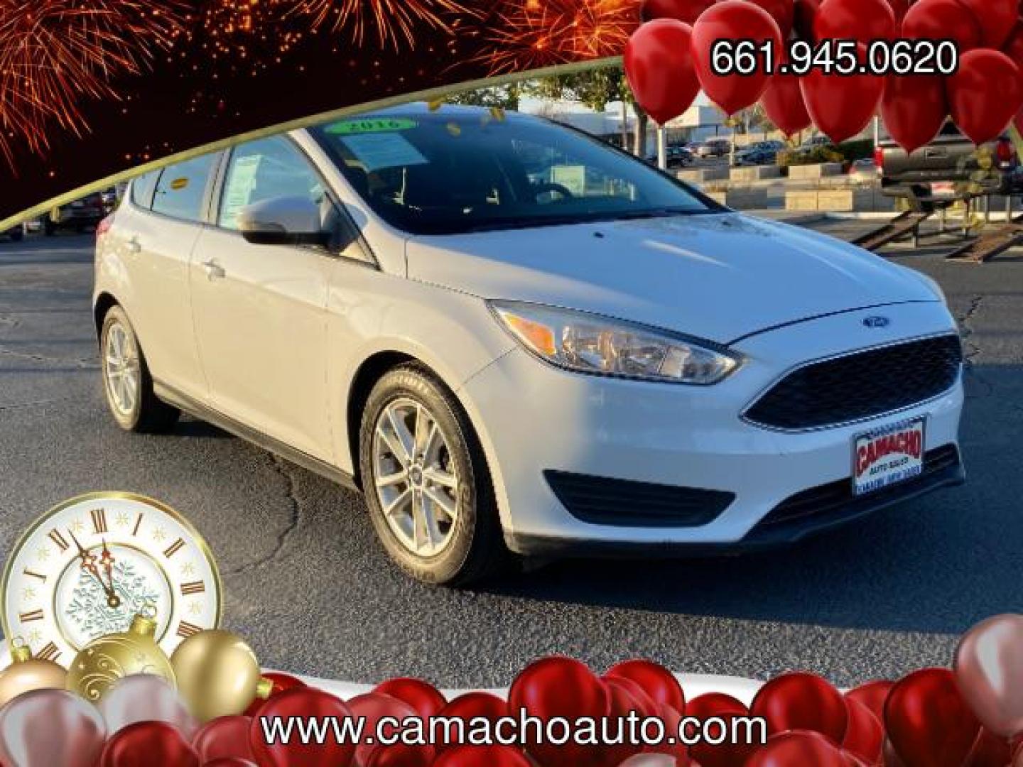 2016 WHITE Ford Focus (1FADP3K25GL) with an 4-Cyl Flex Fuel 2.0L engine, Manual 5-Spd transmission, located at 412 Auto Vista Drive, Palmdale, CA, 93551, (661) 945-0620, 34.592636, -118.136681 - Photo#0