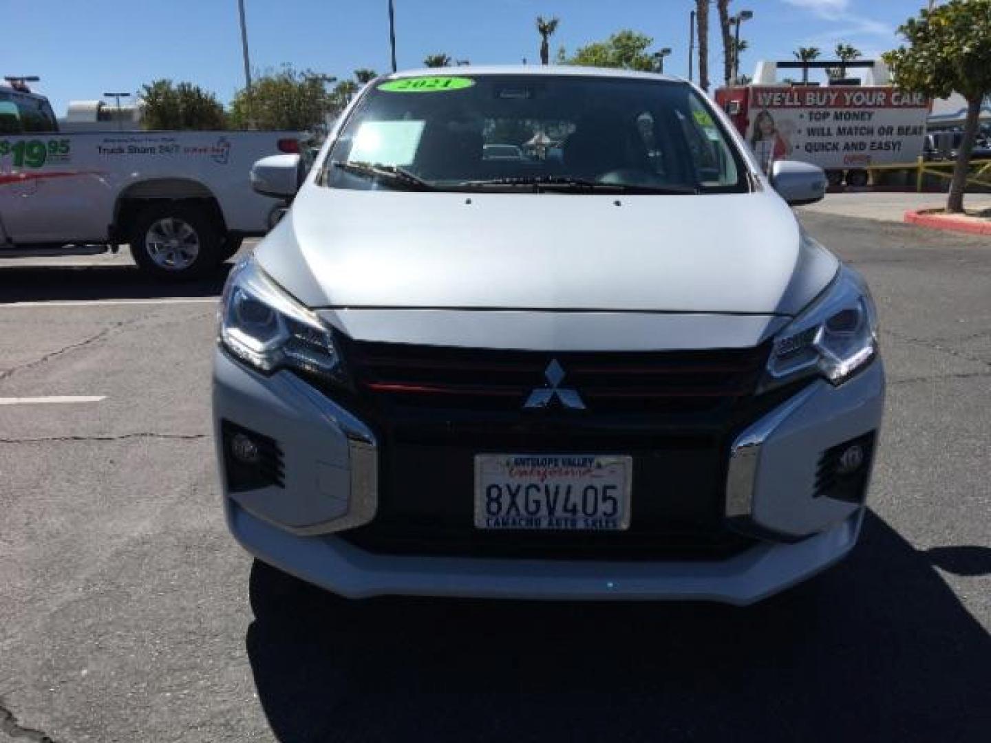 2021 WHITE Mitsubishi Mirage (ML32AWHJ6MH) with an 3-Cyl 1.2 Liter engine, Automatic CVT transmission, located at 412 Auto Vista Drive, Palmdale, CA, 93551, (661) 945-0620, 34.592636, -118.136681 - Photo#1