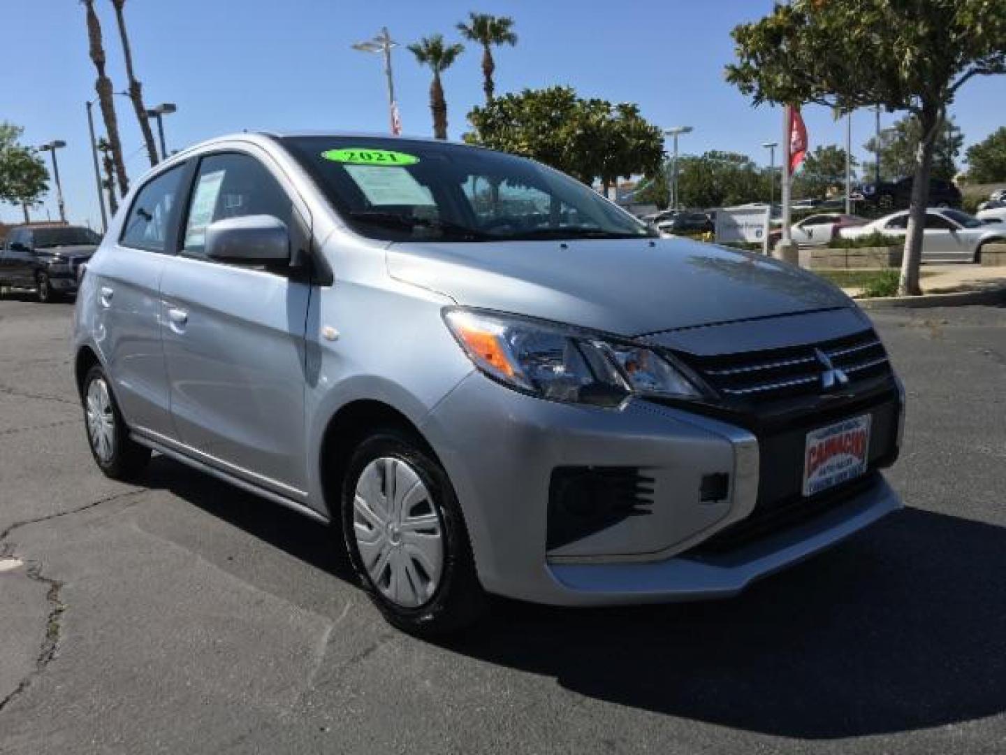 2021 SILVER Mitsubishi Mirage (ML32AUHJ9MH) with an 3-Cyl 1.2 Liter engine, Automatic CVT transmission, located at 412 Auto Vista Drive, Palmdale, CA, 93551, (661) 945-0620, 34.592636, -118.136681 - Photo#1