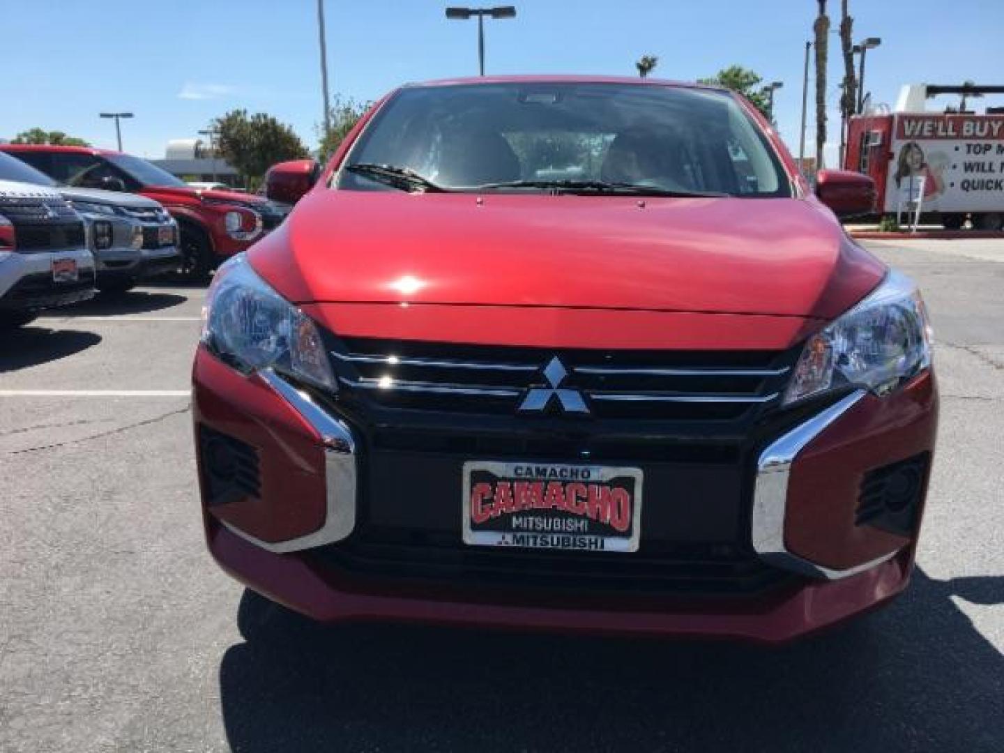 2021 RED Mitsubishi Mirage (ML32AUHJ2MH) with an 3-Cyl 1.2 Liter engine, Automatic CVT transmission, located at 412 Auto Vista Drive, Palmdale, CA, 93551, (661) 945-0620, 34.592636, -118.136681 - Photo#1