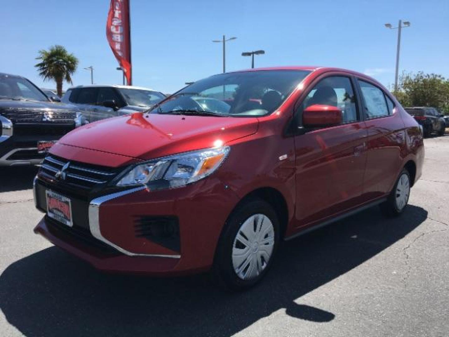 2021 RED Mitsubishi Mirage (ML32AUHJ2MH) with an 3-Cyl 1.2 Liter engine, Automatic CVT transmission, located at 412 Auto Vista Drive, Palmdale, CA, 93551, (661) 945-0620, 34.592636, -118.136681 - Photo#2