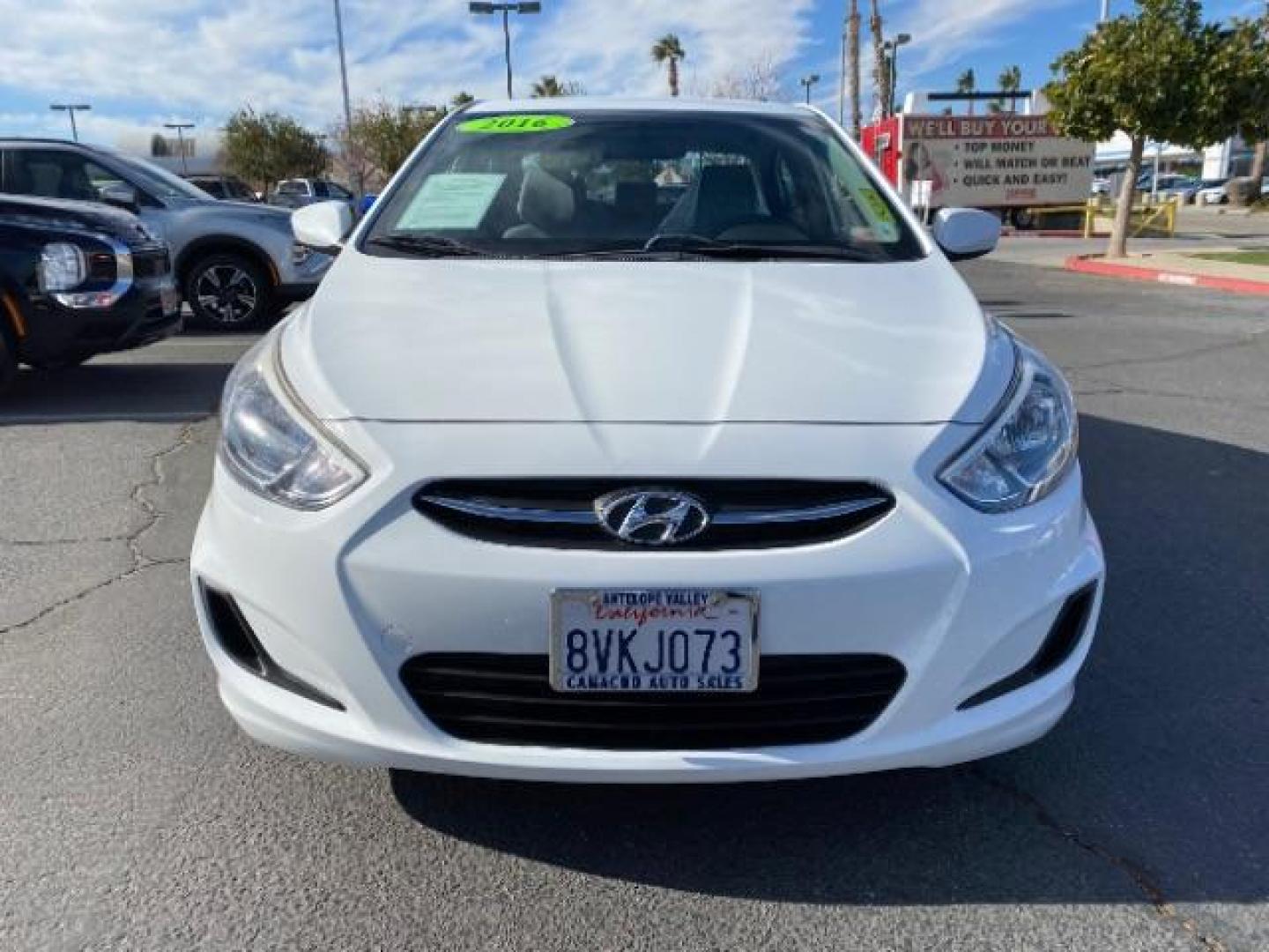 2016 WHITE Hyundai Accent (KMHCT4AE5GU) with an 4-Cyl 1.6 Liter engine, Auto 6-Spd w/Overdrive transmission, located at 412 Auto Vista Drive, Palmdale, CA, 93551, (661) 945-0620, 34.592636, -118.136681 - Photo#1