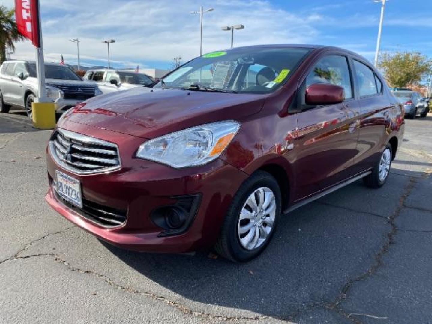 2019 BURGUNDY Mitsubishi Mirage G4 (ML32F3FJ6KH) with an 3-Cyl 1.2 Liter engine, Automatic CVT transmission, located at 412 Auto Vista Drive, Palmdale, CA, 93551, (661) 945-0620, 34.592636, -118.136681 - Photo#2